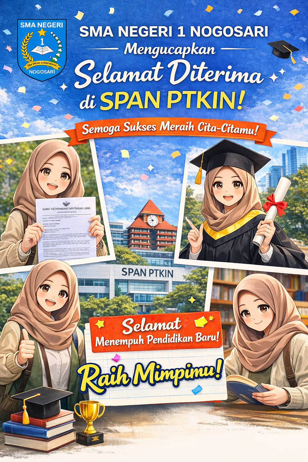 SELAMAT KEPADA SISWA YANG DITERIMA PERGURUAN TINGGI MELALUI JALUR SPAN PTKAIN